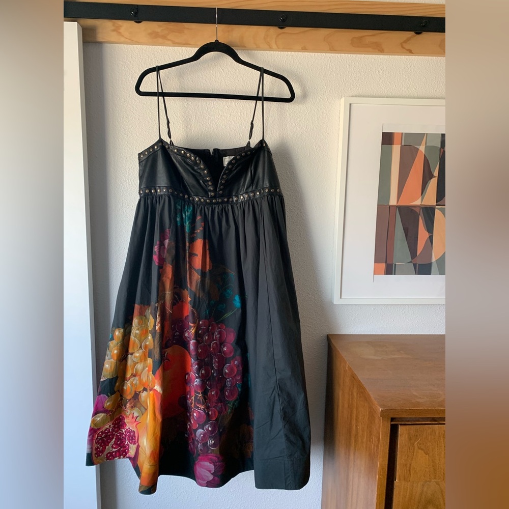 Anthropologie Black Midi Dress with Fruit Print - Picture 7 of 9